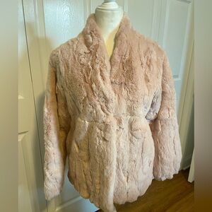 Heartloom Genuine Rabbit Fur Coat, size S, Dusty Pink color